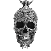 Cursed Skull Of The Dragon Wizard Pendant | Silver