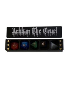 ARKHAN THE CRUEL™ Chromatic Colored (Old School) 5-Dice Set with Black Metal Coffin