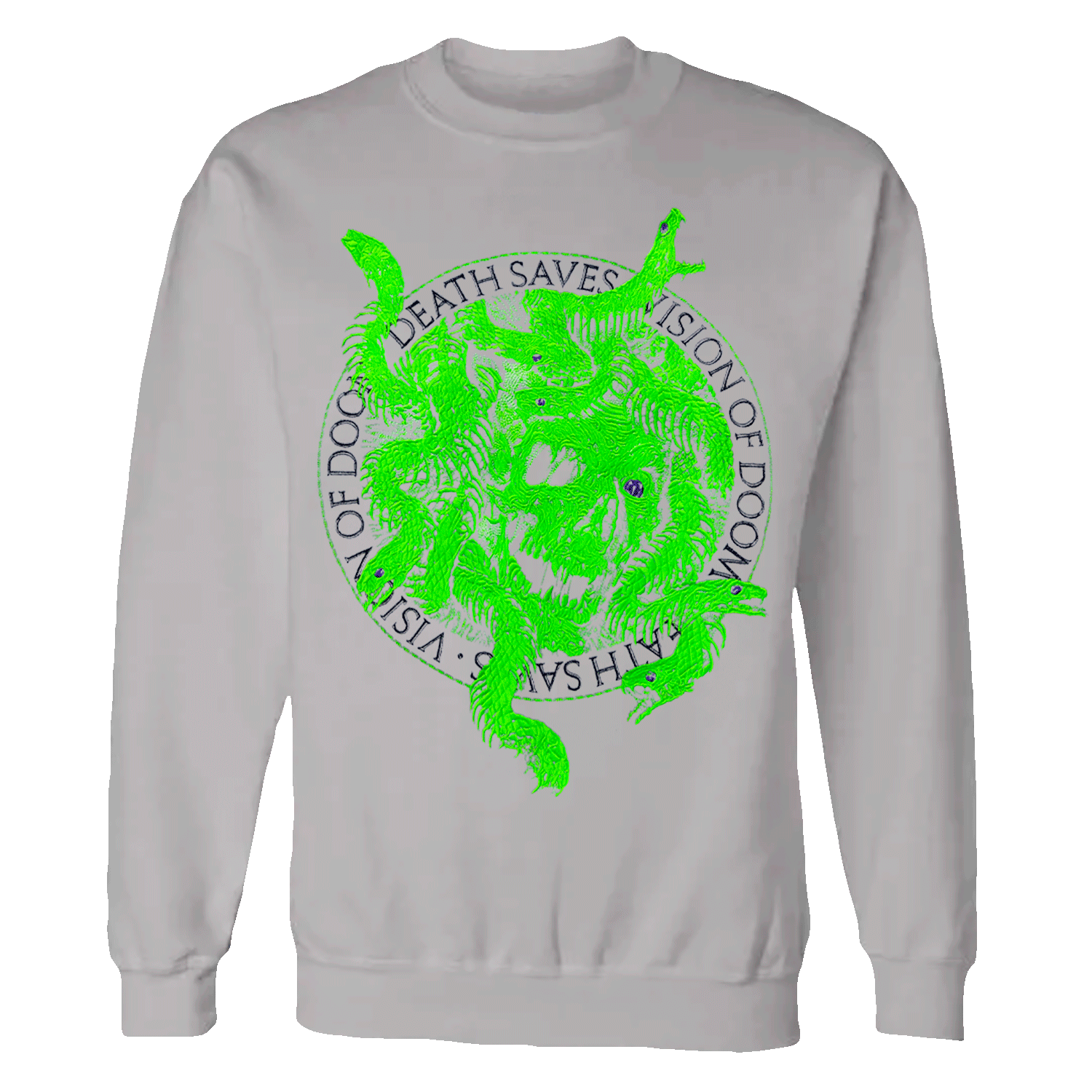 Embroidered Medusa Crewneck Sweatshirt (Grey/Green)