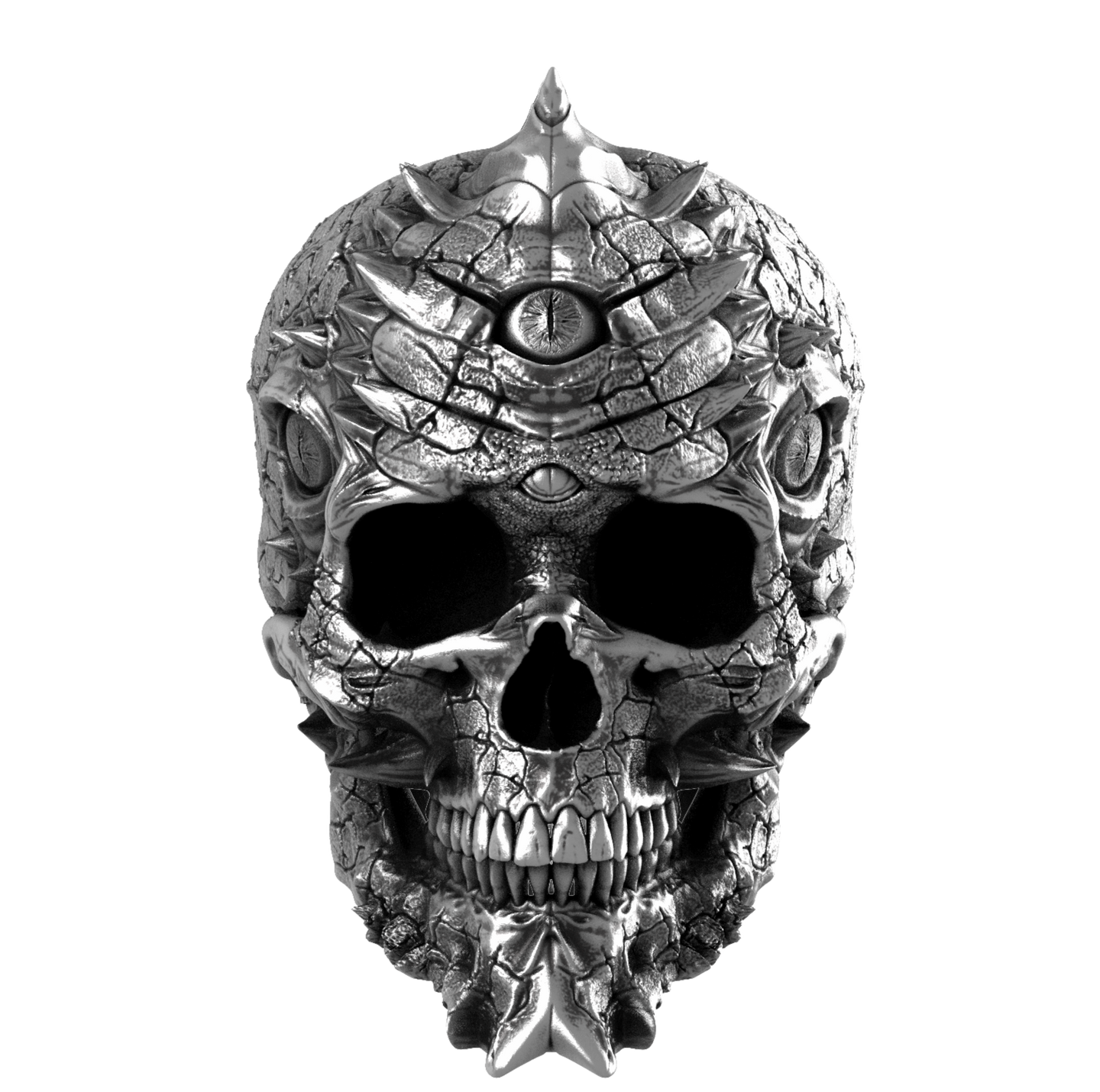 Cursed Skull Of The Dragon Wizard Ring | Silver